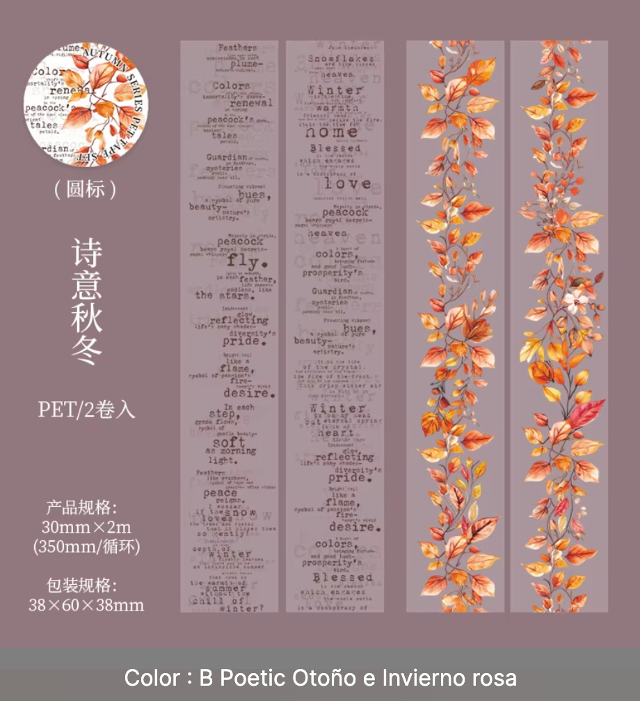 2 Washi Tapes Anchos Otoño