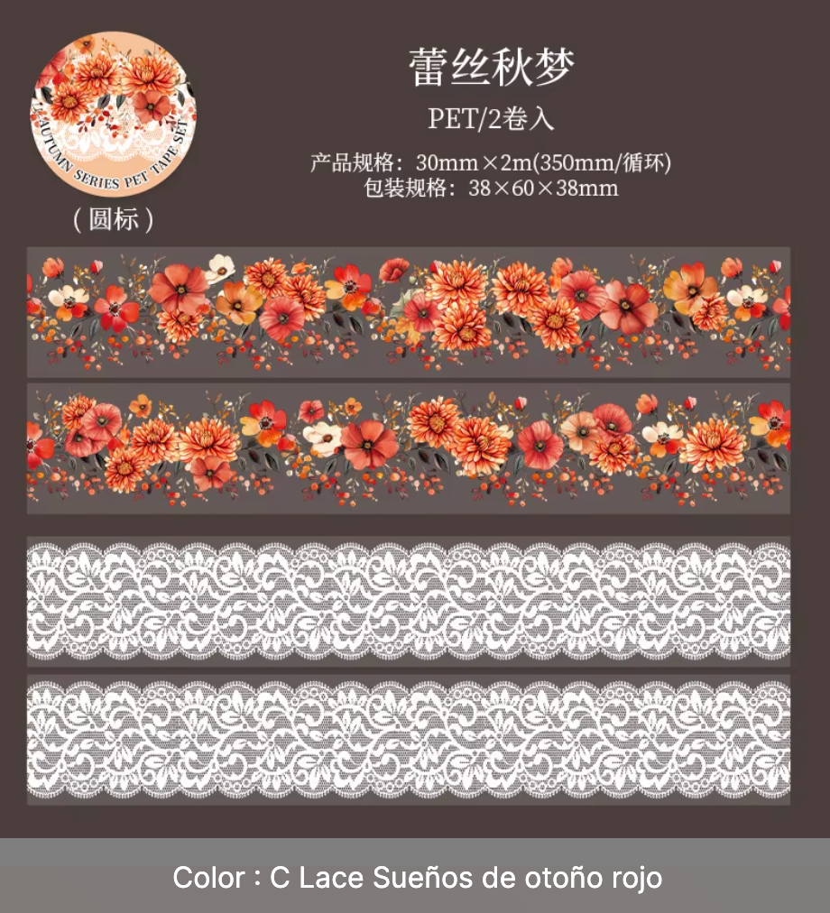 2 Washi Tapes Anchos Otoño