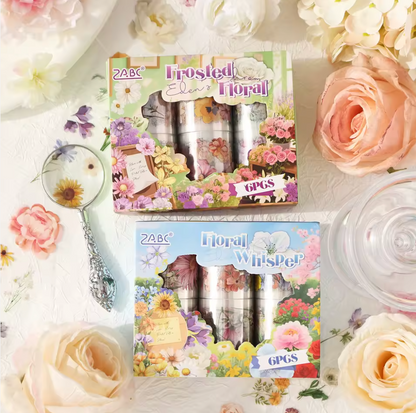 6 Washi Tapes anchos de flores del campo