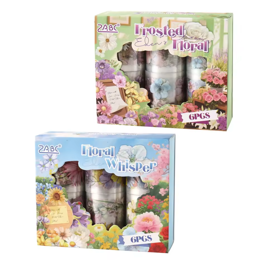 6 Washi Tapes anchos de flores del campo