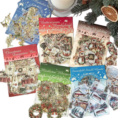 30 Stickers Navideños con foil dorado