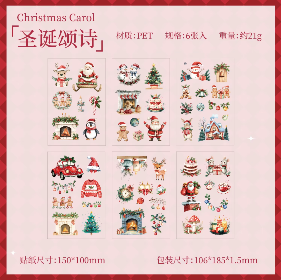 6 Hojas de Stickers Navidad