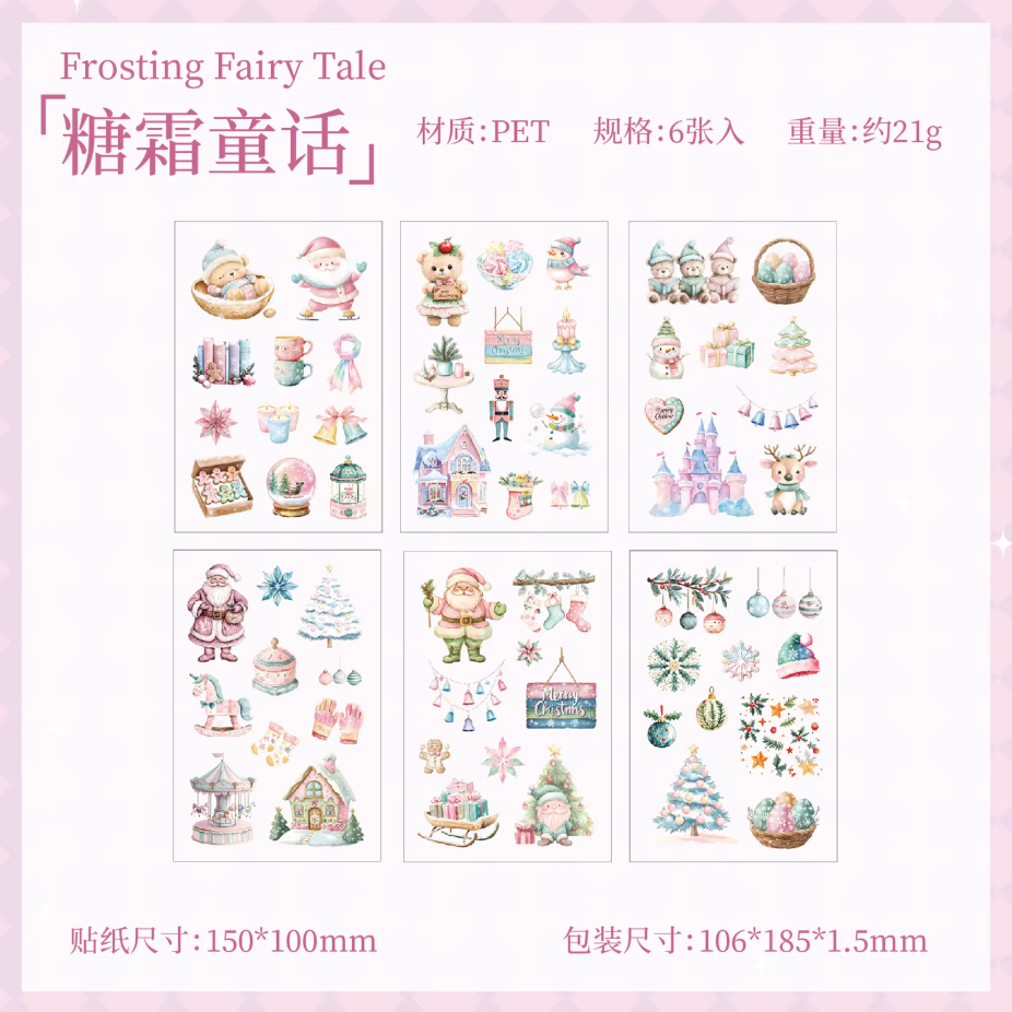 6 Hojas de Stickers Navidad