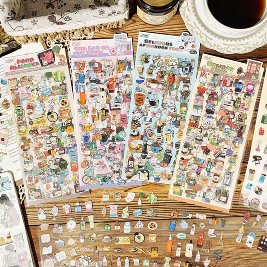 4 Hojas de Stickers comida