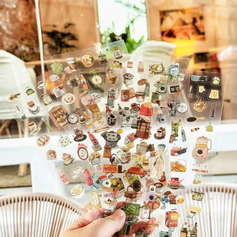 4 Hojas de Stickers comida