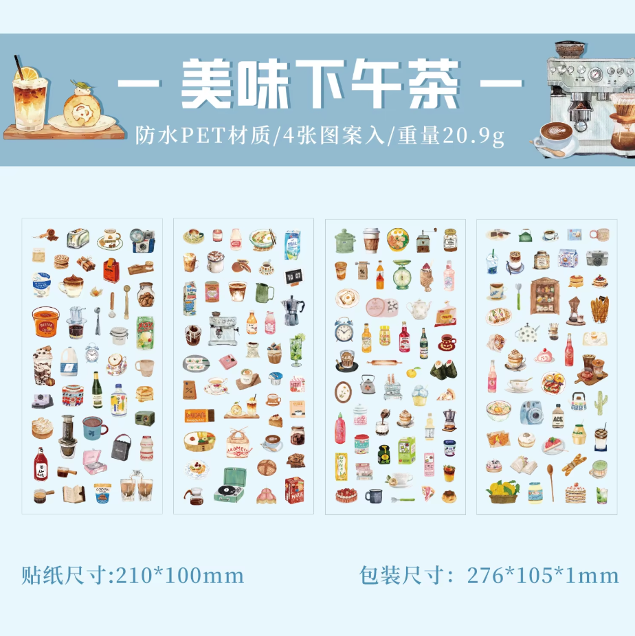 4 Hojas de Stickers comida