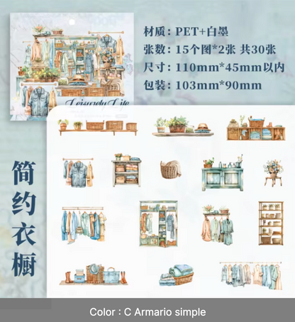 6 Paquetes de Stickers Leisurely Life - 180 stickers en total