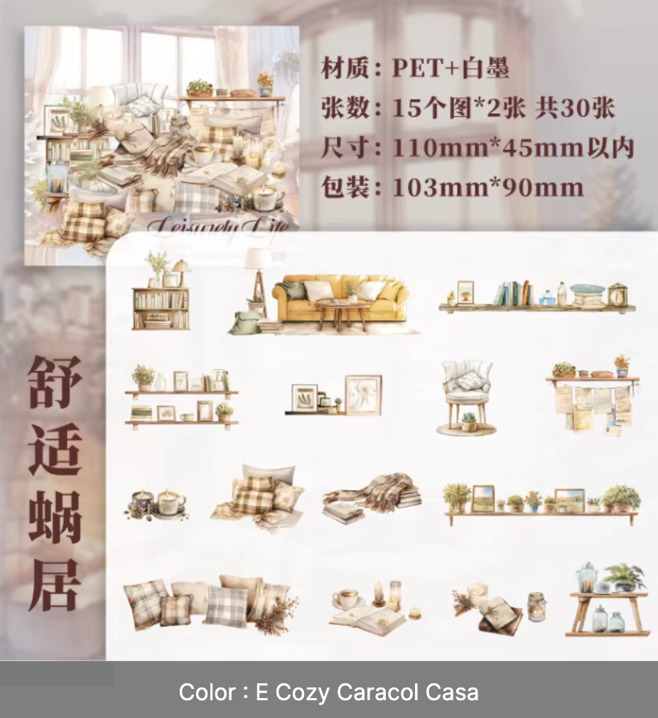 6 Paquetes de Stickers Leisurely Life - 180 stickers en total