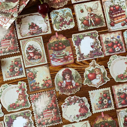 30 Stickers Timbres postales Frutas & Hadas Vintage