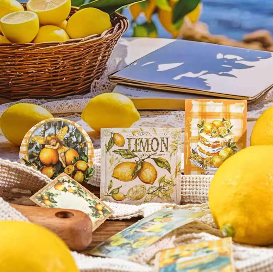 30 Stickers Timbres postales Frutas & Hadas Vintage