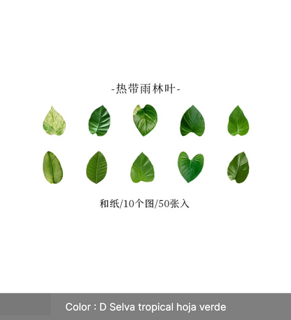 Rollo de 50 Stickers Hojas & Flores