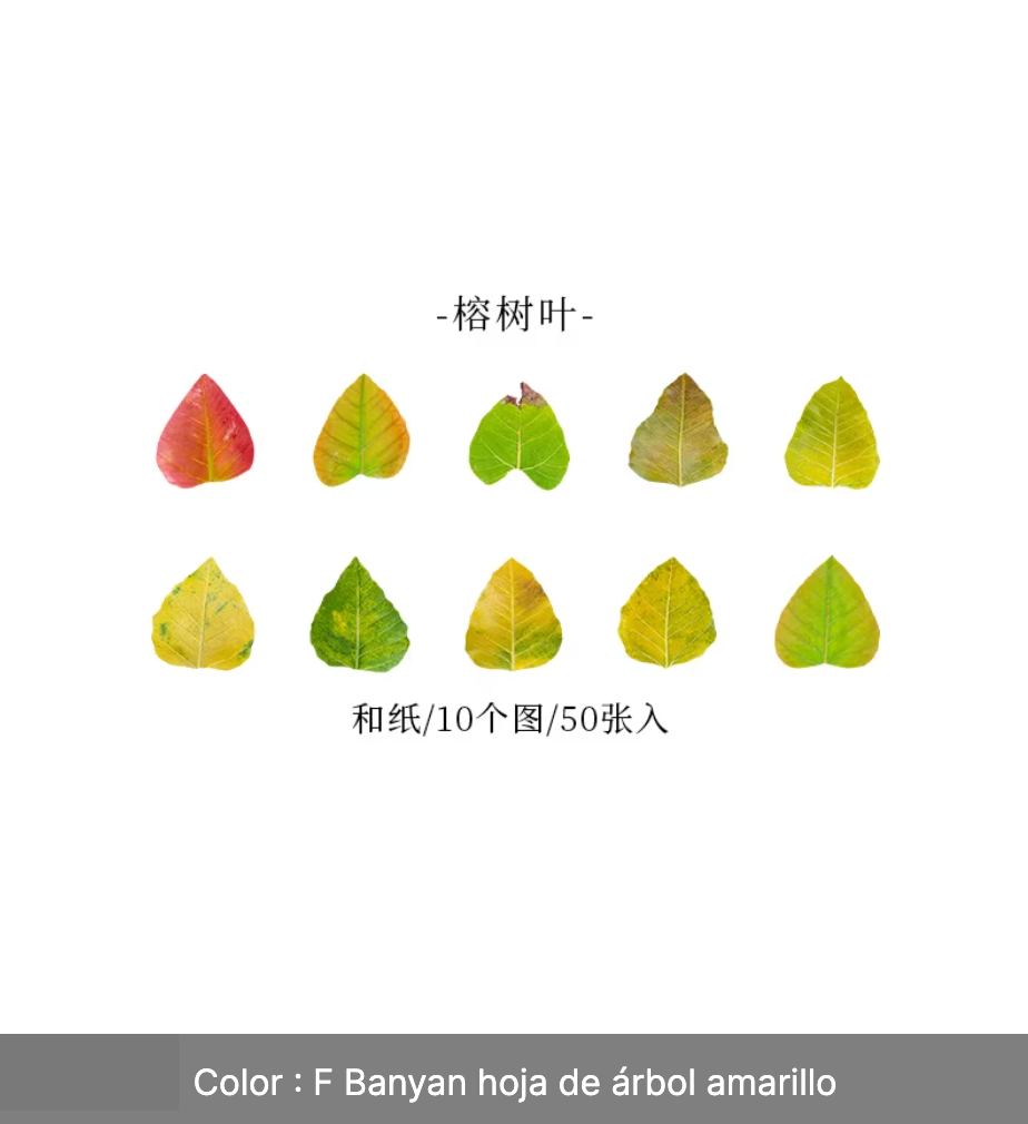 Rollo de 50 Stickers Hojas & Flores