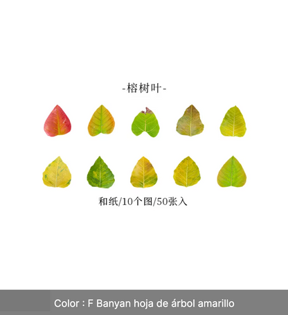 Rollo de 50 Stickers Hojas & Flores