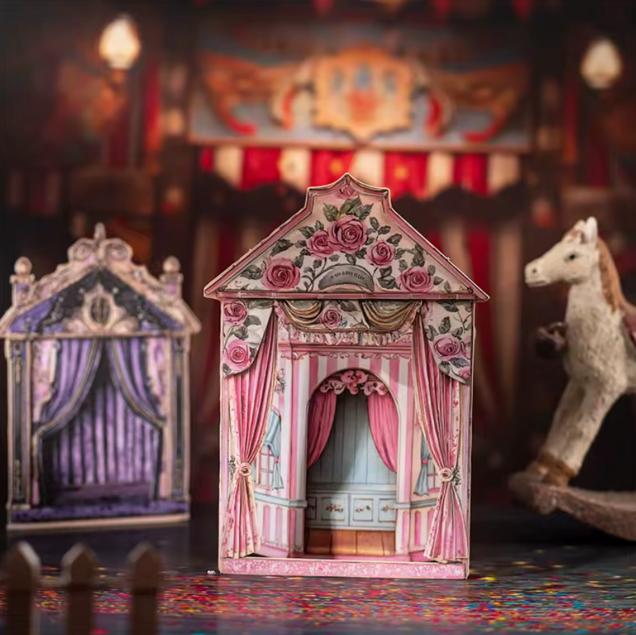 10 Casas de muñecas & Fondos Vintage Cartulina