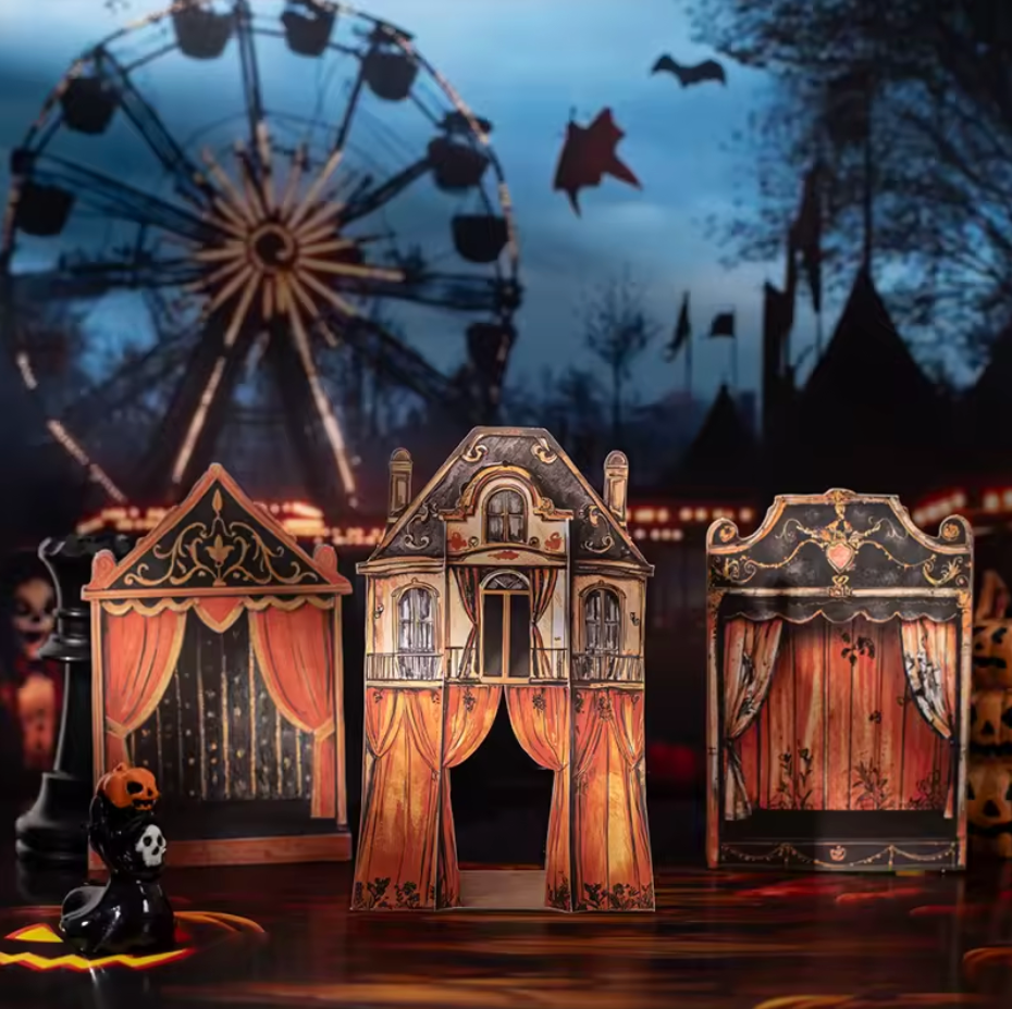 10 Casas de muñecas & Fondos Vintage Cartulina