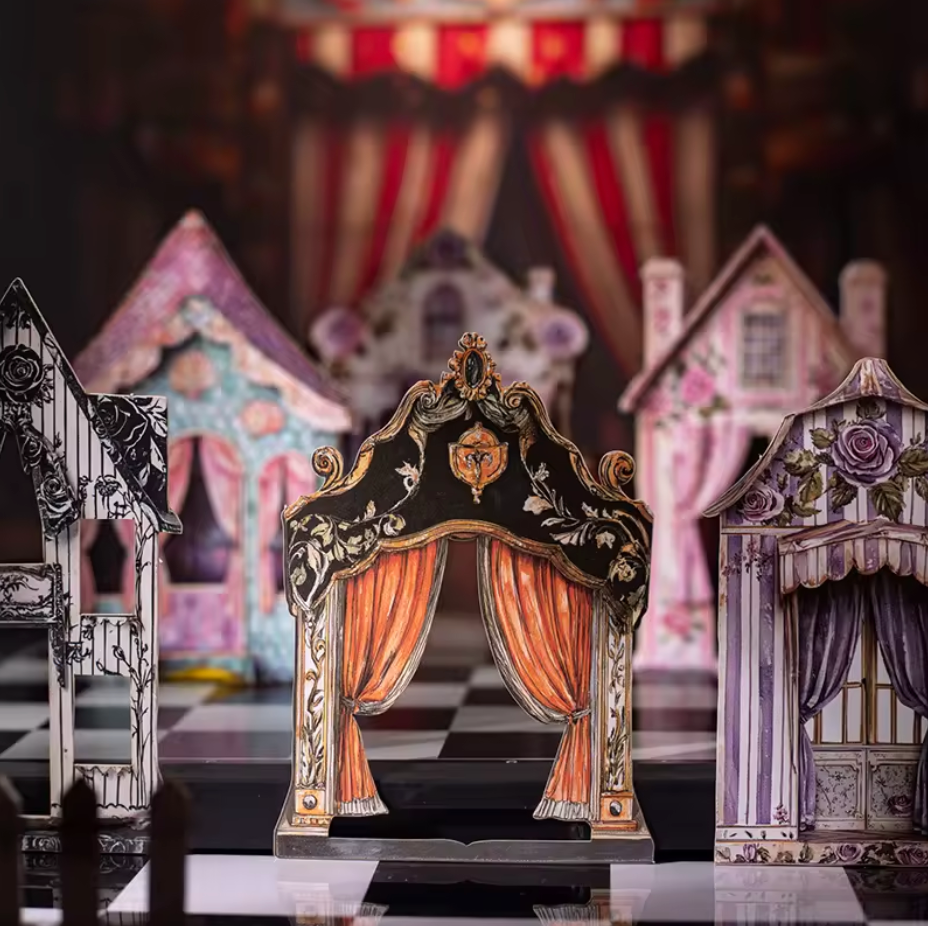 10 Casas de muñecas & Fondos Vintage Cartulina