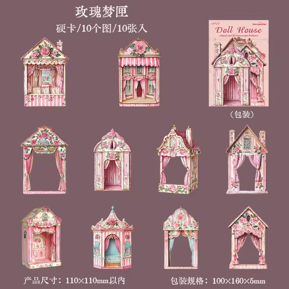 10 Casas de muñecas & Fondos Vintage Cartulina