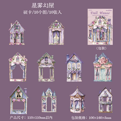 10 Casas de muñecas & Fondos Vintage Cartulina