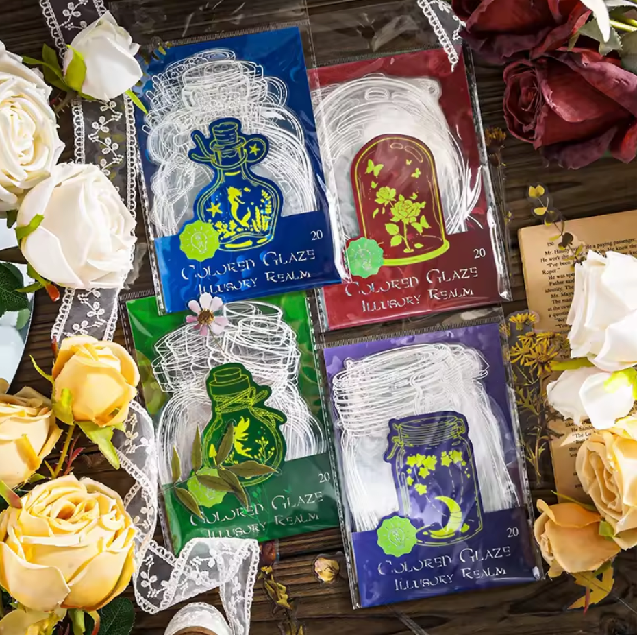 20 Frascos transparentes & fosforescentes