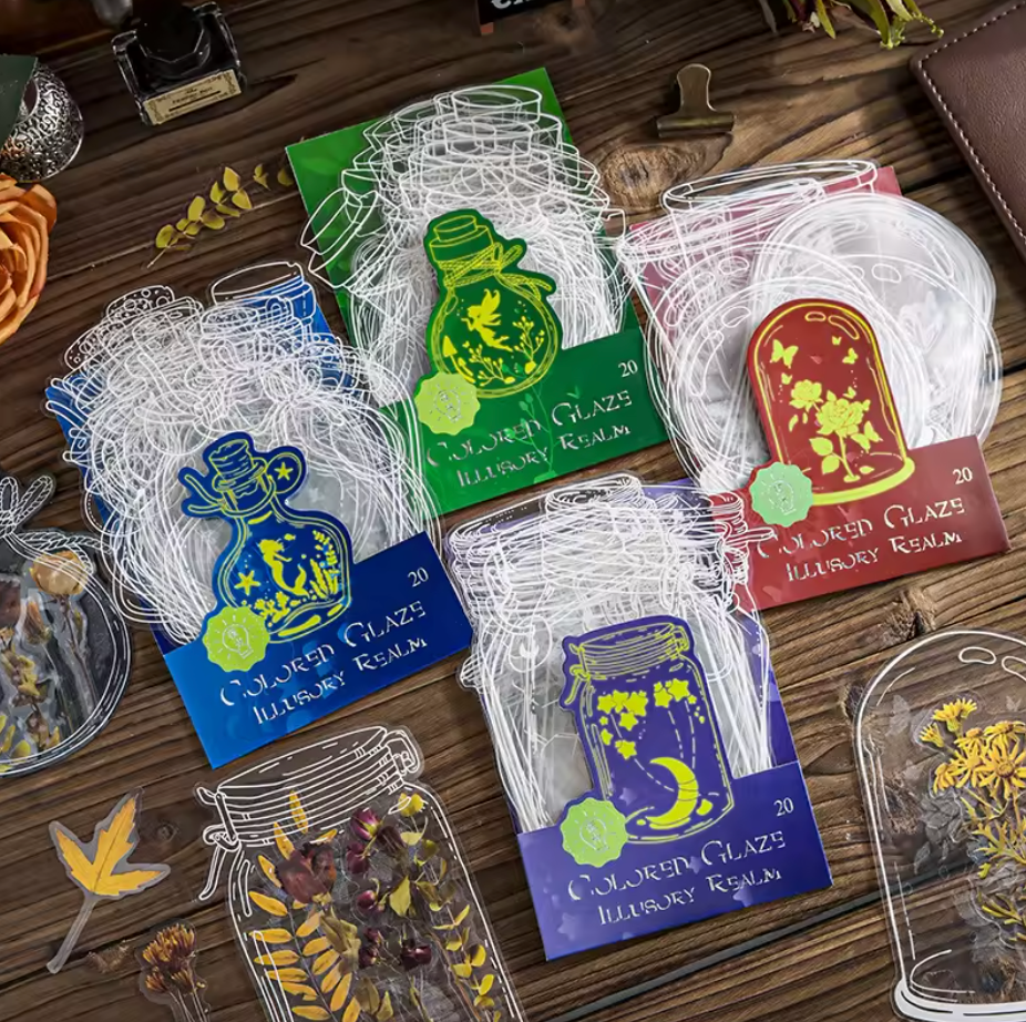 20 Frascos transparentes & fosforescentes