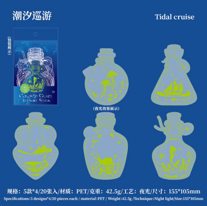 20 Frascos transparentes & fosforescentes