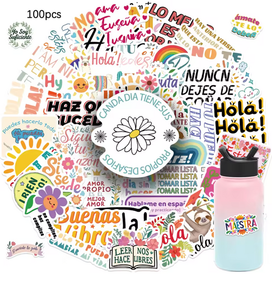 100 Stickers Vinil Frases positivas