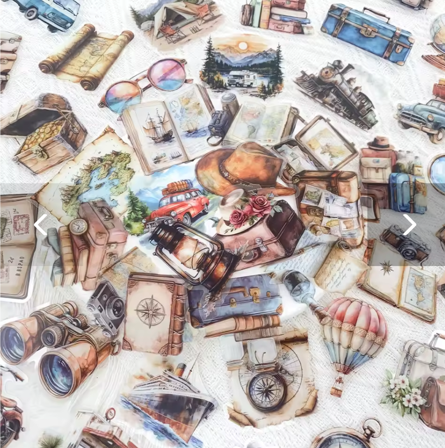 50 Stickers transparentes Viaje Retro