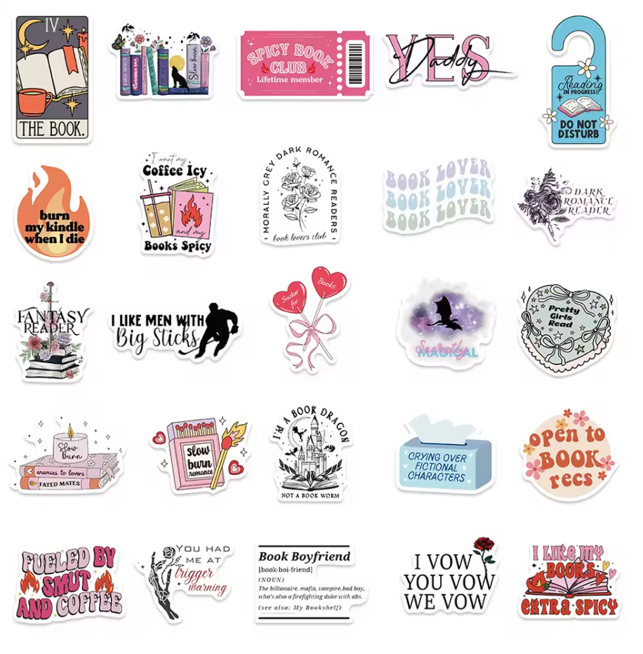 50 Stickers Vinil Libros Holograficos