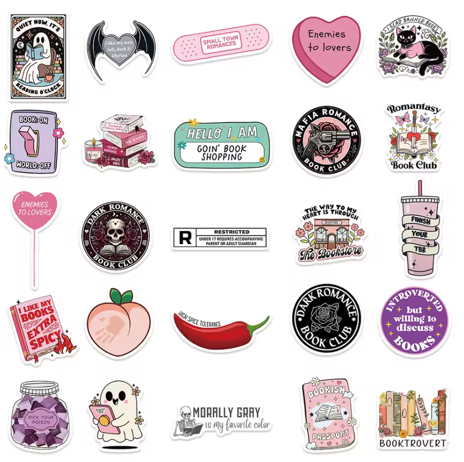 50 Stickers Vinil Libros Holograficos