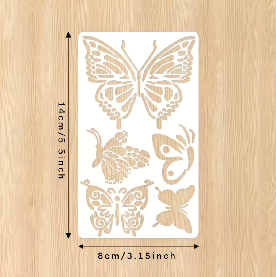 6 Stencils Mariposas, plantas & insectos