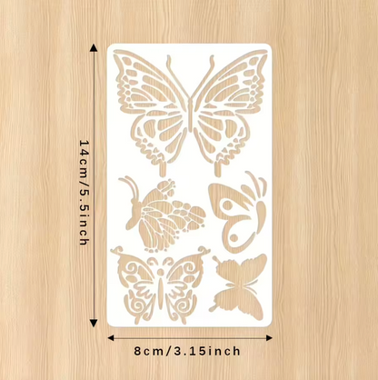 6 Stencils Mariposas, plantas & insectos