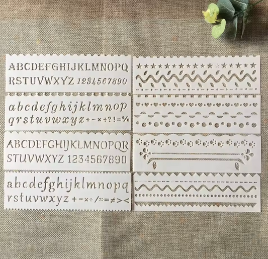 8 Stencils Alfabeto & formas