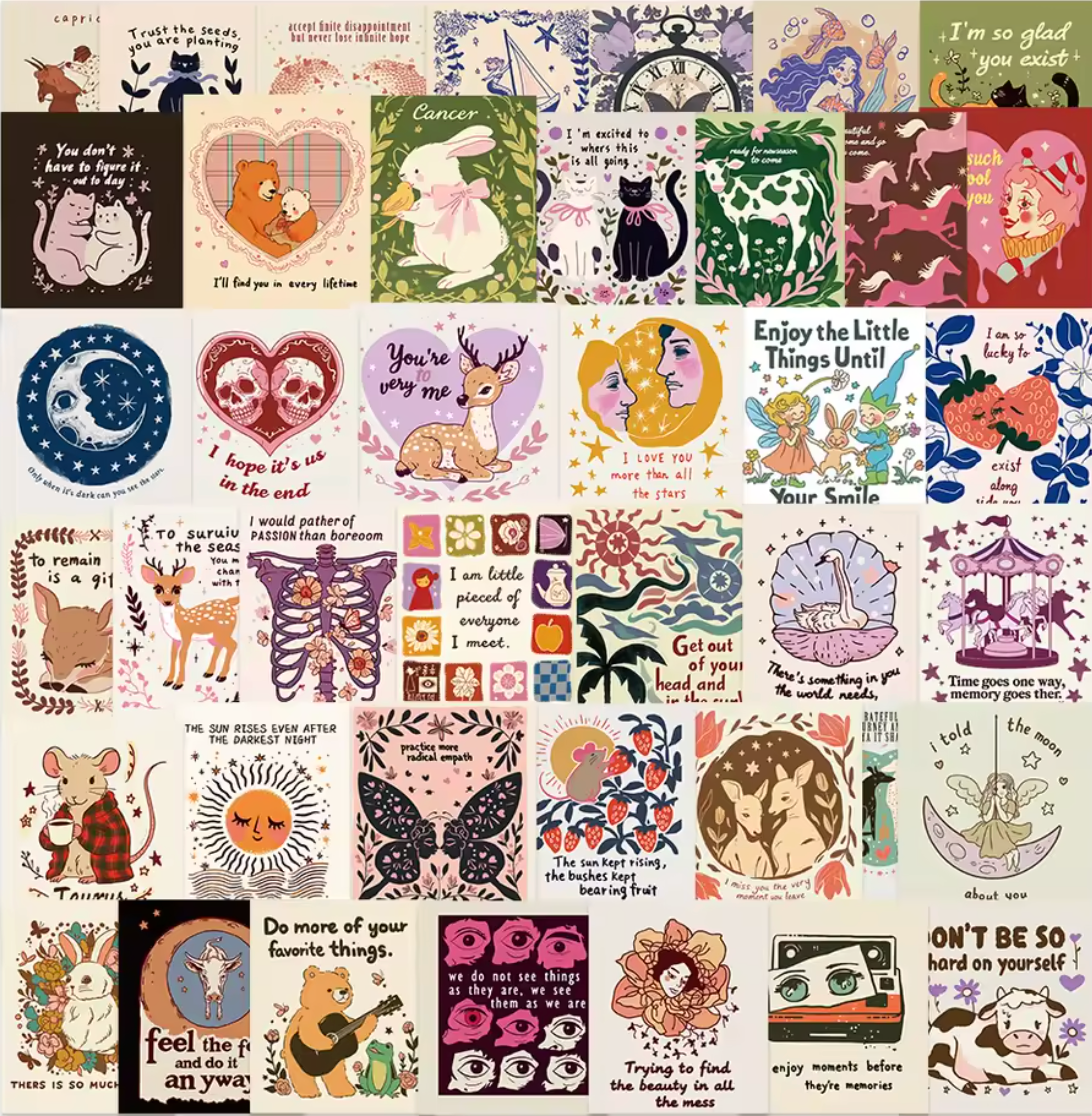 50 Stickers Vinil Dibujos preciosos