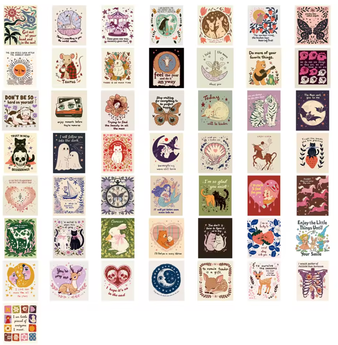 50 Stickers Vinil Dibujos preciosos