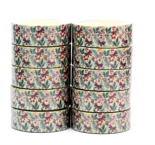 Washi Tape Plantas Navideñas con foil - 10 metros