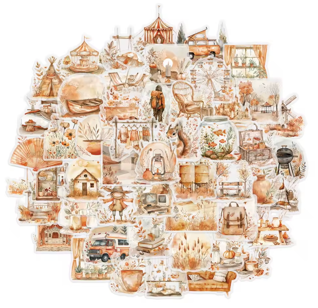 50 Stickers transparentes naranja