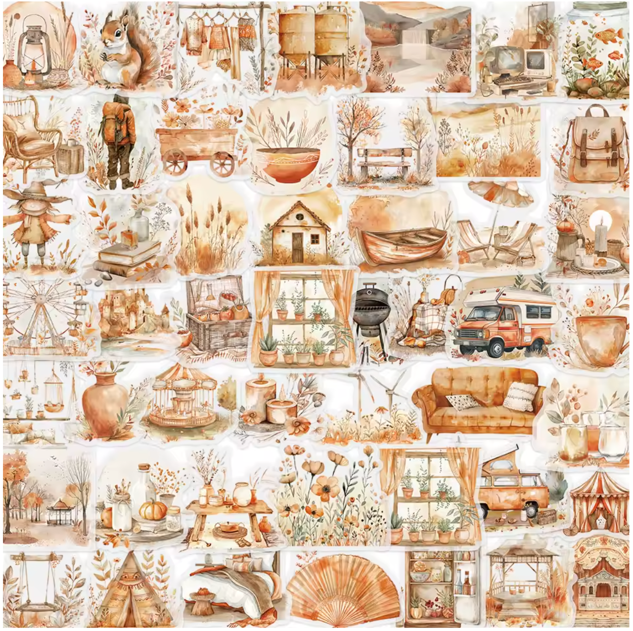 50 Stickers transparentes naranja