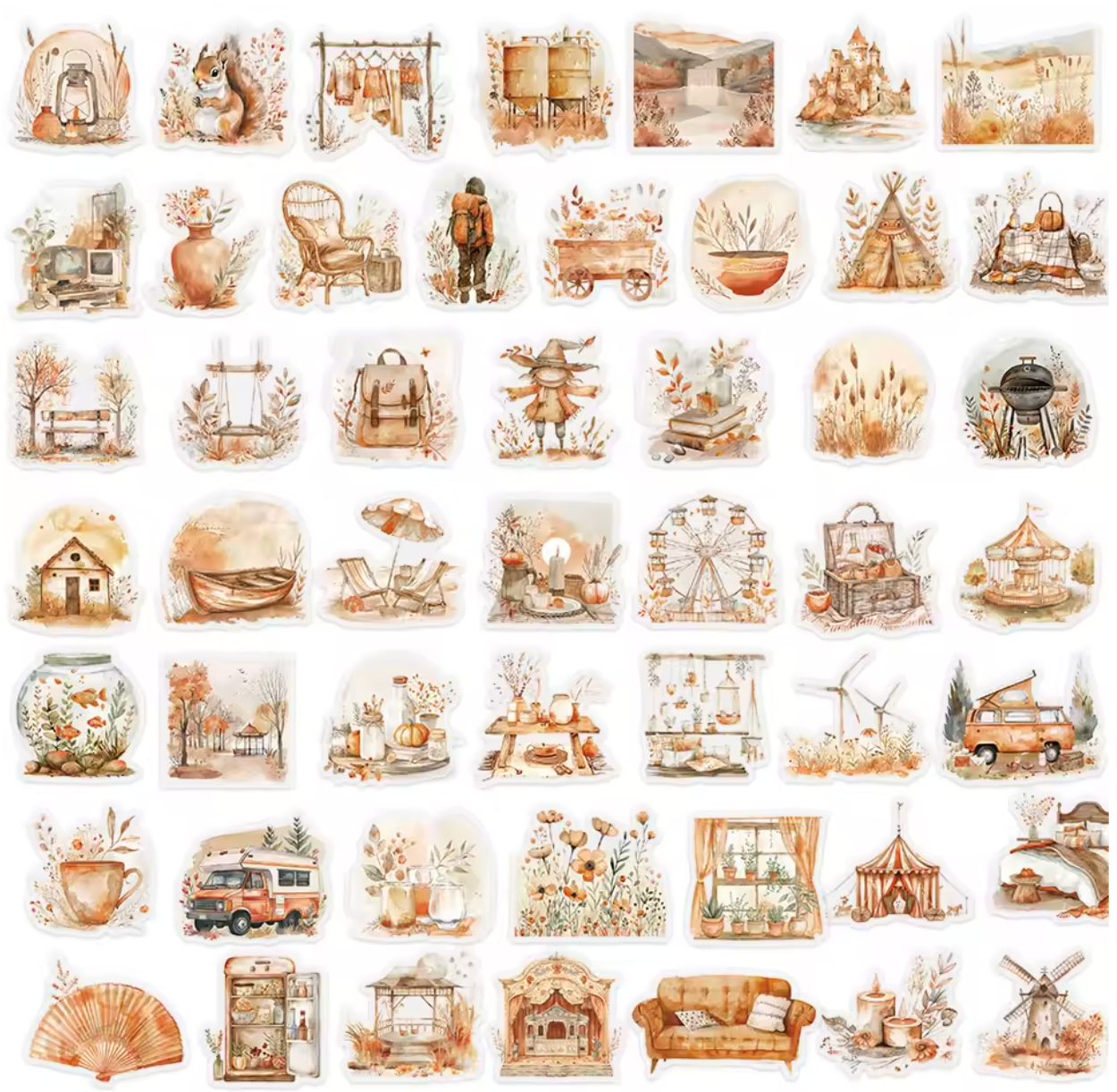 50 Stickers transparentes naranja