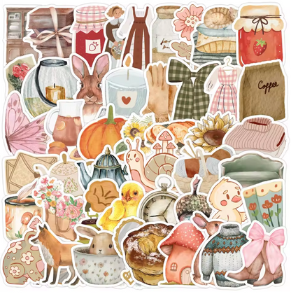 50 Stickers Vinil Hermosos tonos pasteles