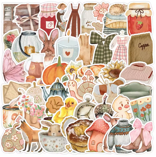 50 Stickers Vinil Hermosos tonos pasteles