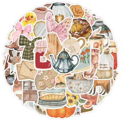 50 Stickers Vinil Hermosos tonos pasteles