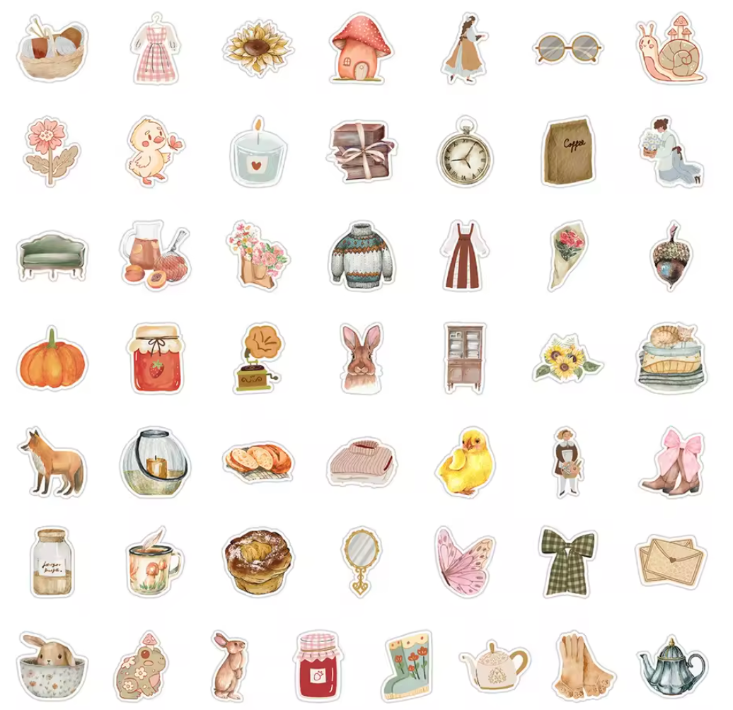50 Stickers Vinil Hermosos tonos pasteles