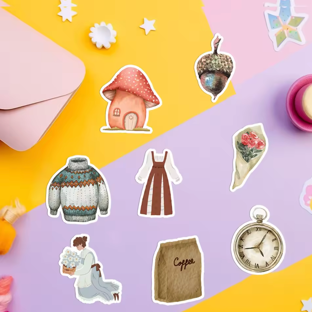 50 Stickers Vinil Hermosos tonos pasteles