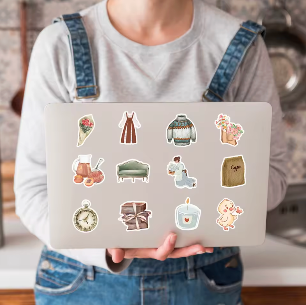 50 Stickers Vinil Hermosos tonos pasteles