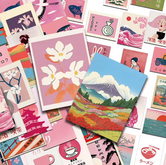 50 Stickers Vinil Rosa Japones