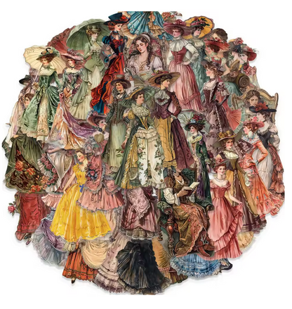 50 Stickers Tranparentes Mujeres Antiguas