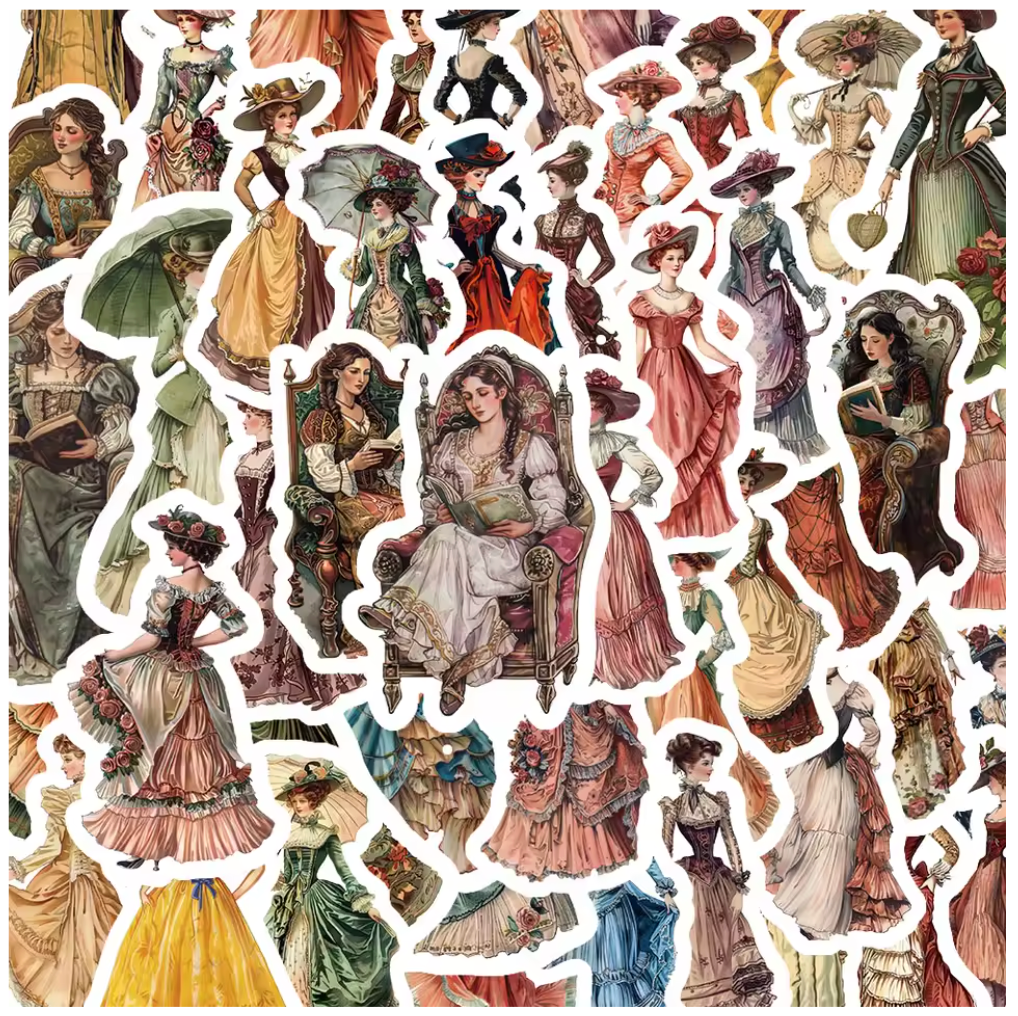 50 Stickers Tranparentes Mujeres Antiguas