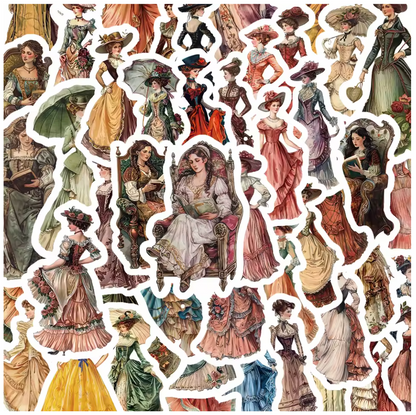 50 Stickers Tranparentes Mujeres Antiguas