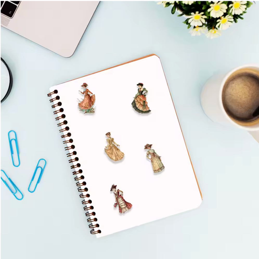 50 Stickers Tranparentes Mujeres Antiguas