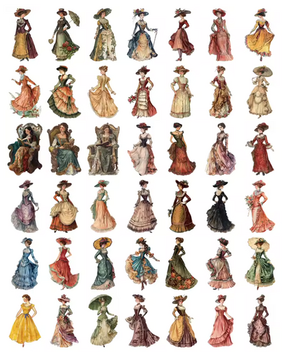 50 Stickers Tranparentes Mujeres Antiguas